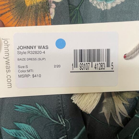 Johnny Was Baize Dress and slip Size small 100% silk Floral Maxi new with tags - Picture 4 of 5